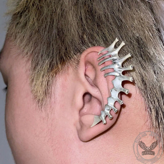 Thorn Spine Mechanical Alloy Skull Ear Cuff