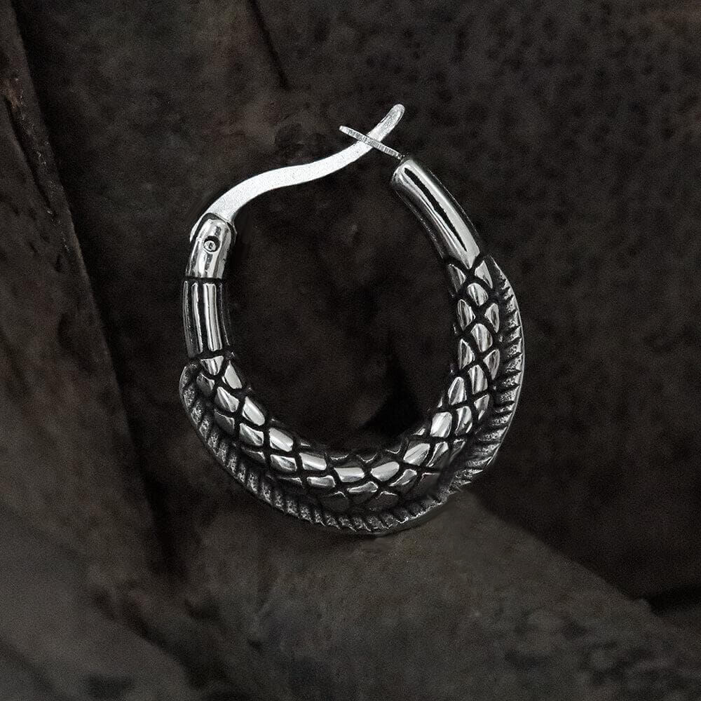 GTHIC Thorns and Python Stainless Steel Hoop Earrings