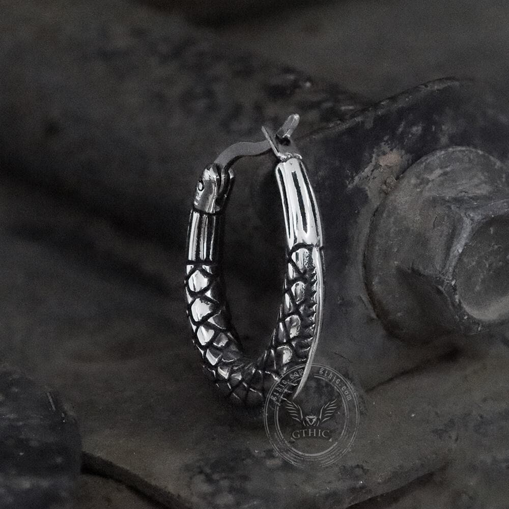 GTHIC Thorns and Python Stainless Steel Hoop Earrings