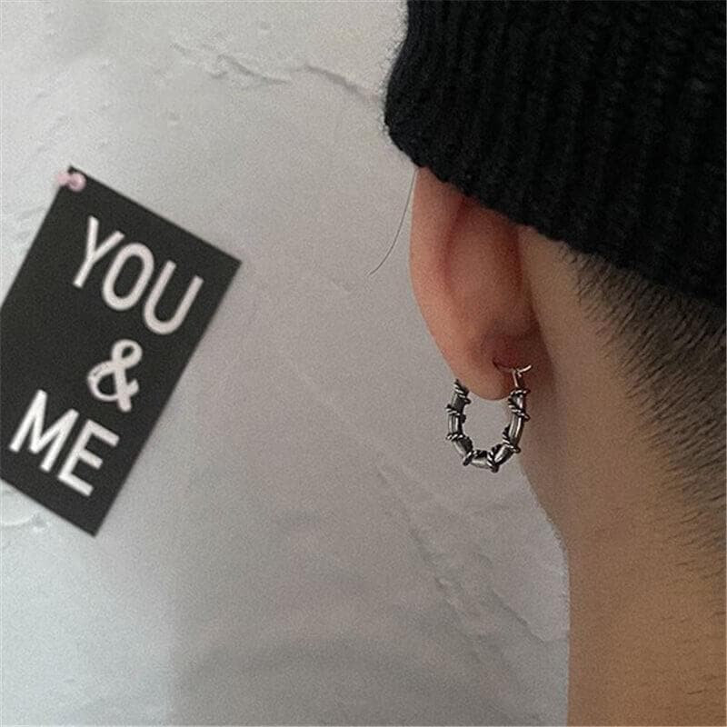 GTHIC Thorns and Python Stainless Steel Hoop Earrings