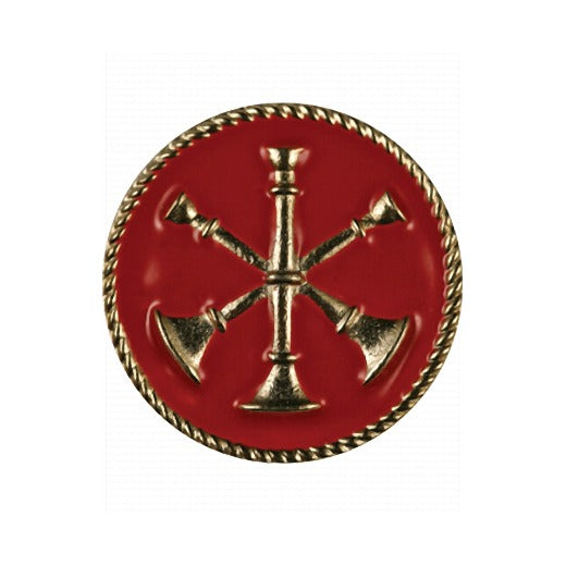 Three Bugles Crossed Collar Device - Red Enamel Disk