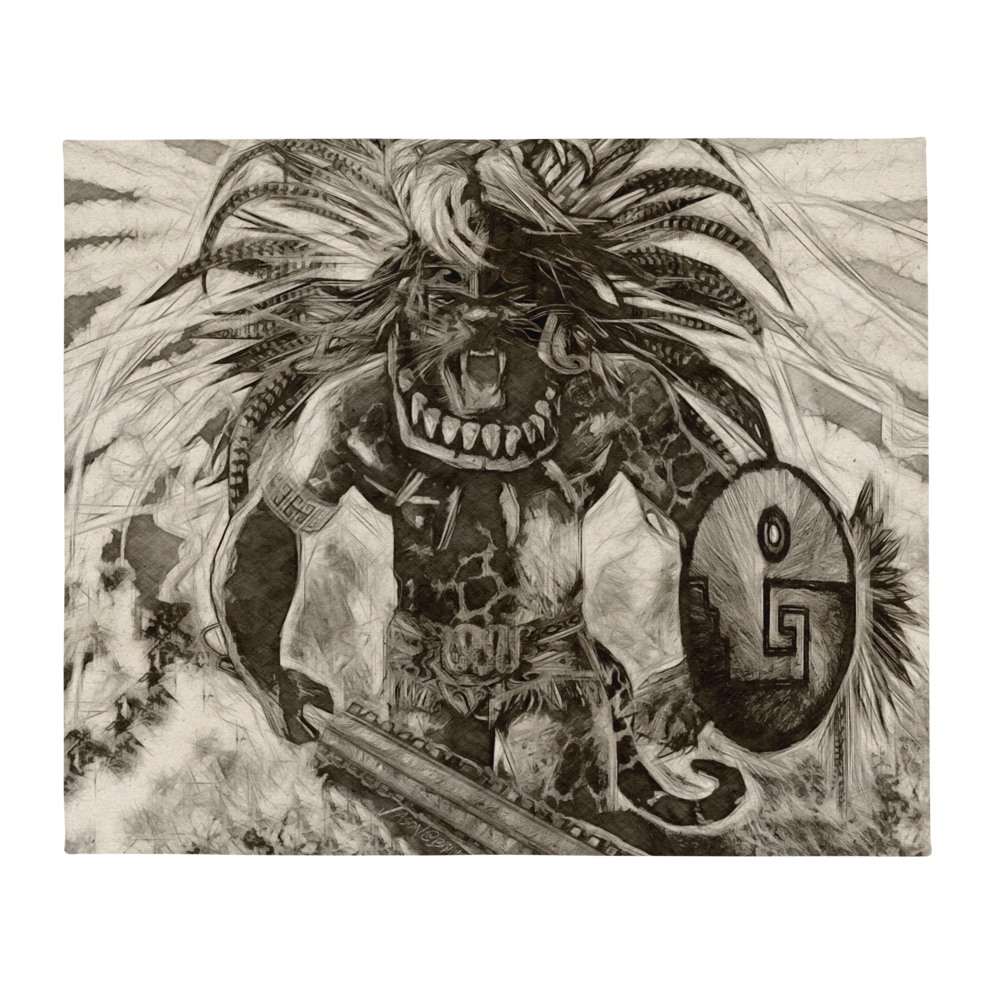 Azteca Jaguar Warrior Throw Blanket
