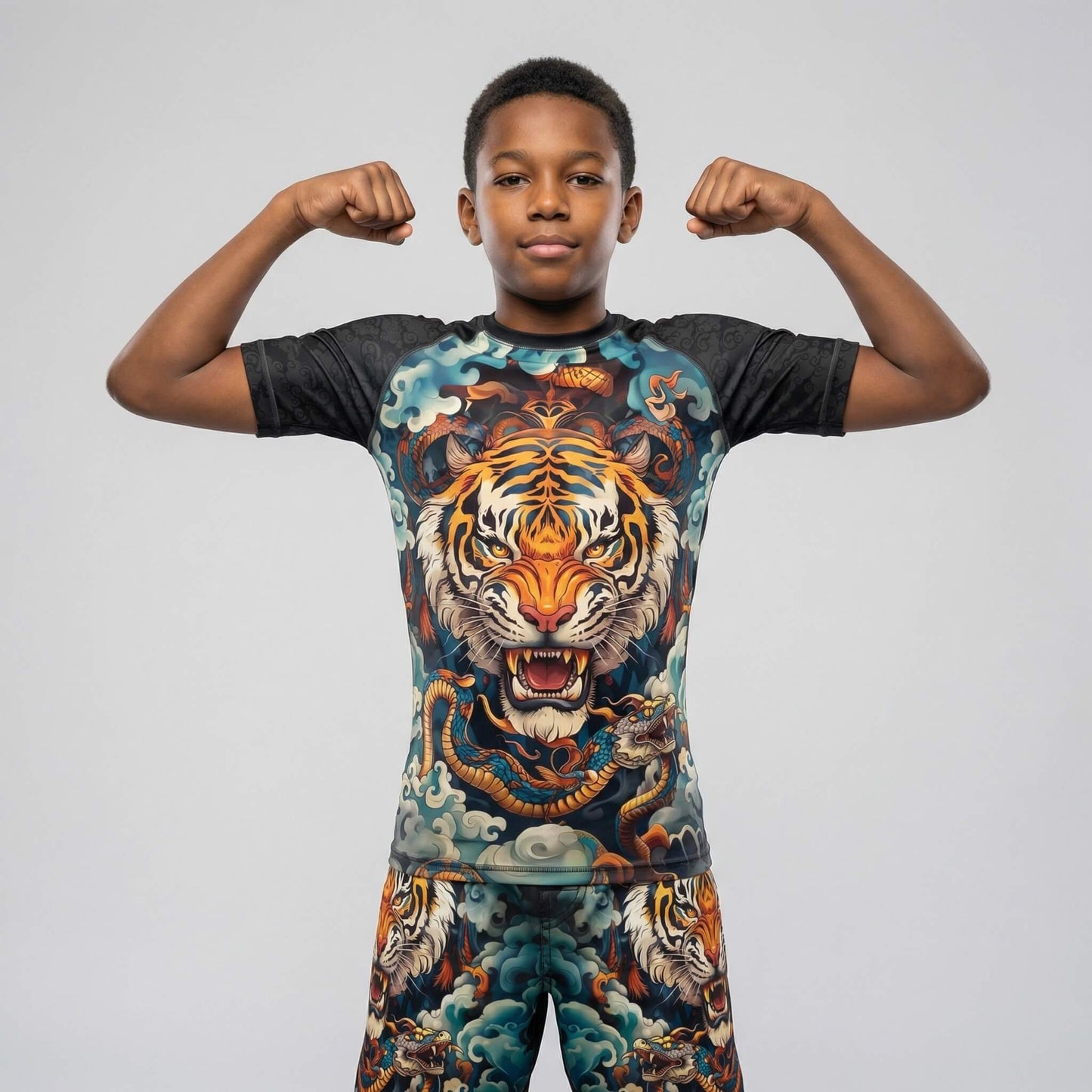 TIGER SPIRIT KIDS SHORT SLEEVE RASH GUARD