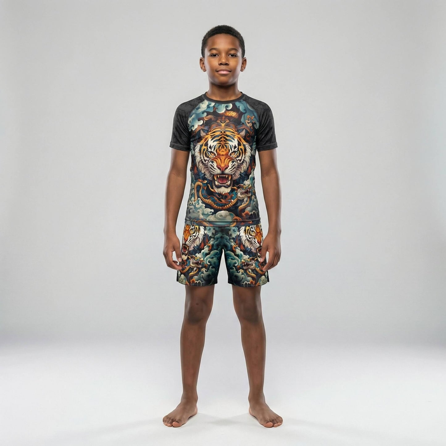 TIGER SPIRIT KIDS SHORT SLEEVE RASH GUARD