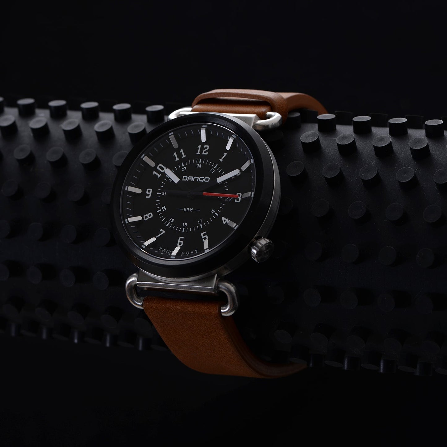 TK-01 - Trek Watch with Italian Leather Strap - Whiskey Brown