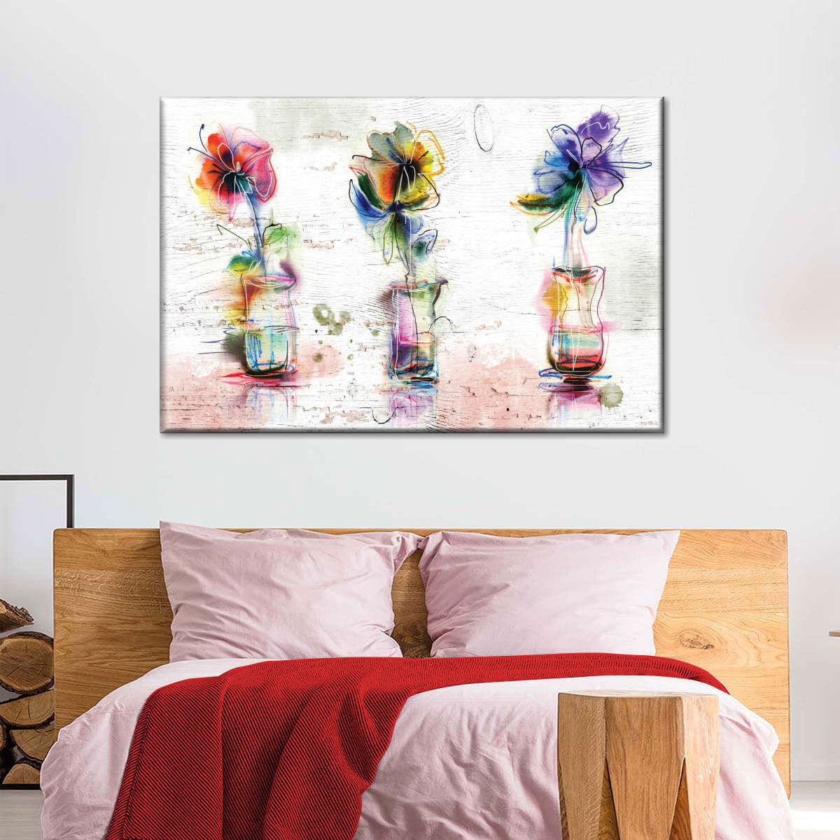 Rustic Colorful Flowers Wall Art