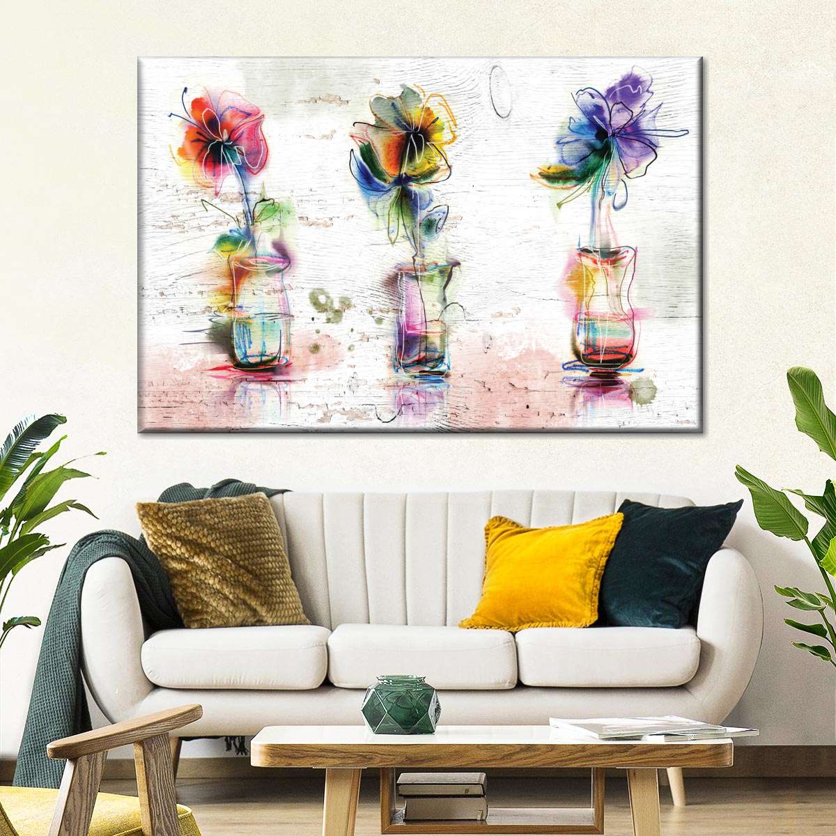 Rustic Colorful Flowers Wall Art