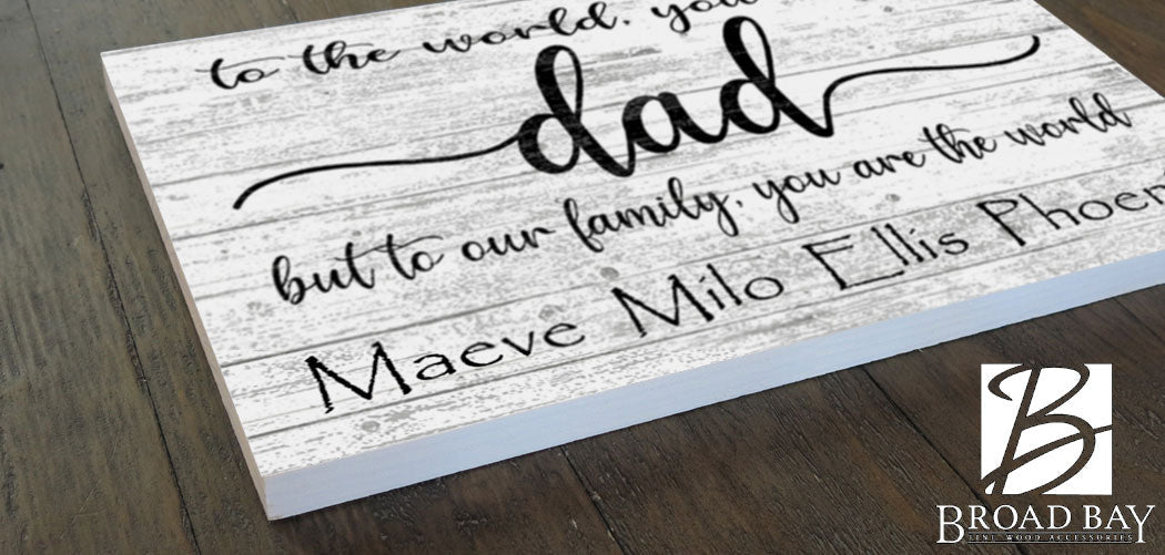 Personalized Dad Gift – Custom Wooden Sign with Kids’ Names | You Are the World