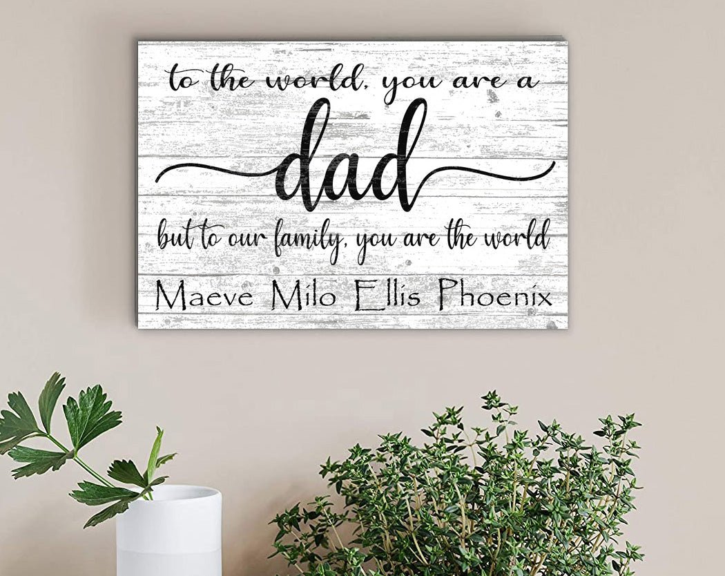 Personalized Dad Gift – Custom Wooden Sign with Kids’ Names | You Are the World