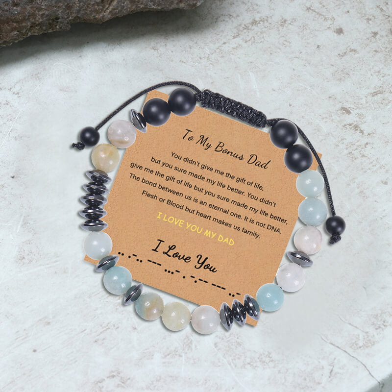 To My Bonus Dad I Love You Morse Code Bracelet