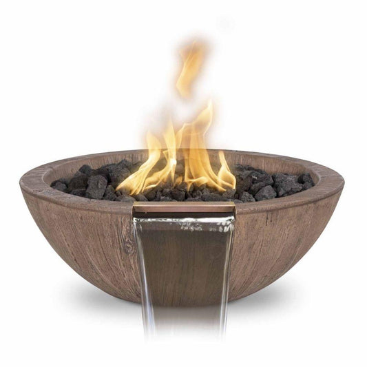 Top Fires Sedona 27-Inch Wood Grain GFRC Gas Fire and Water Bowl - Electronic