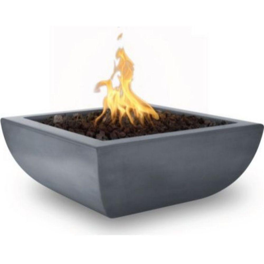 Top Fires Avalon 30-Inch Square Concrete Gas Fire Bowl - Match Lit