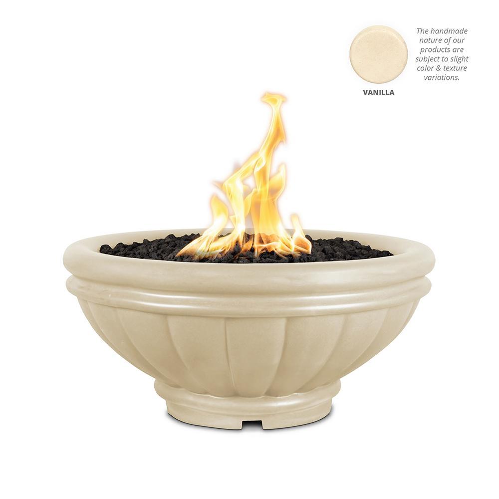 Top Fires Round Roma GFRC Gas Fire Bowl - Match Lit