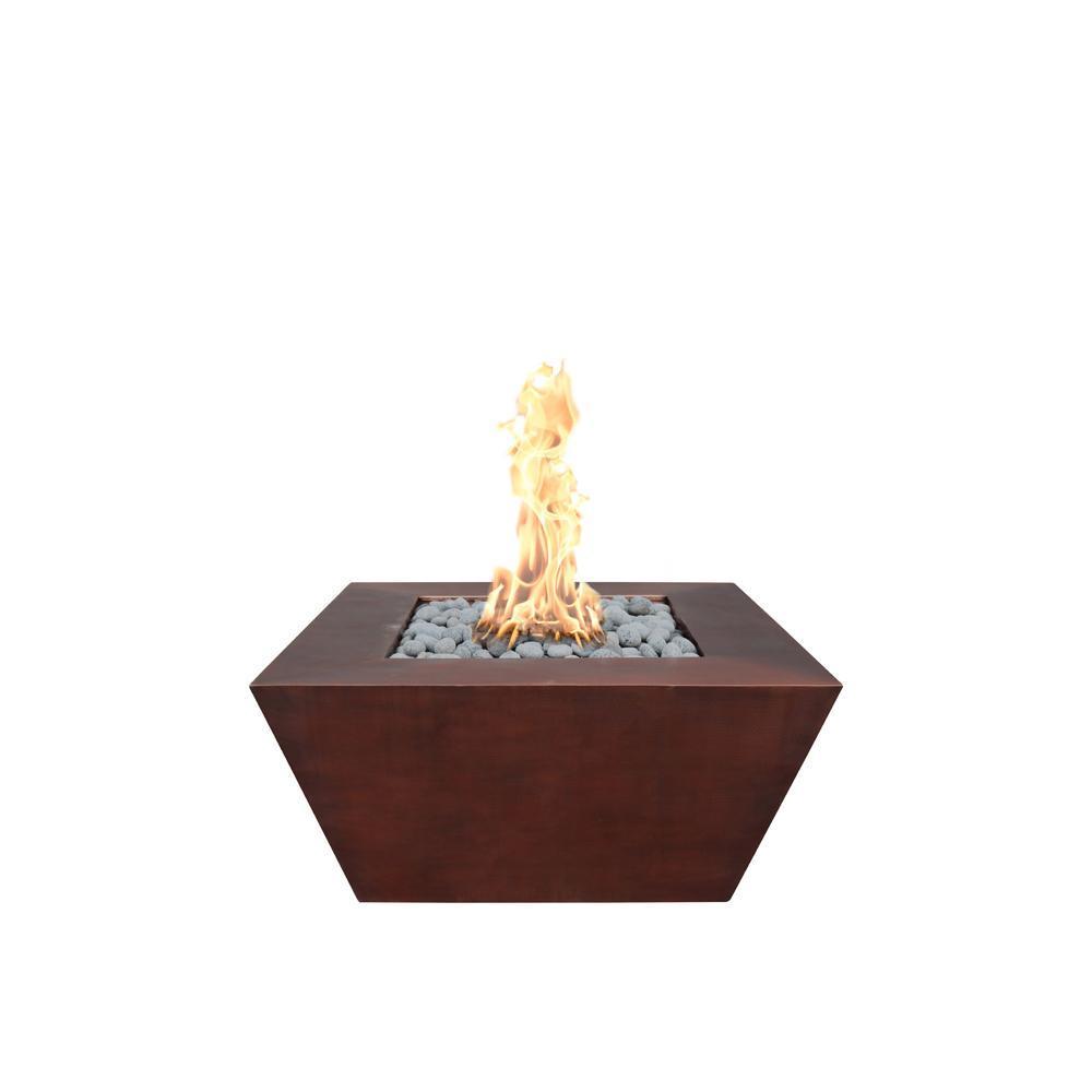 Top Fires Redan Square Copper Gas Fire Pit - Match Lit