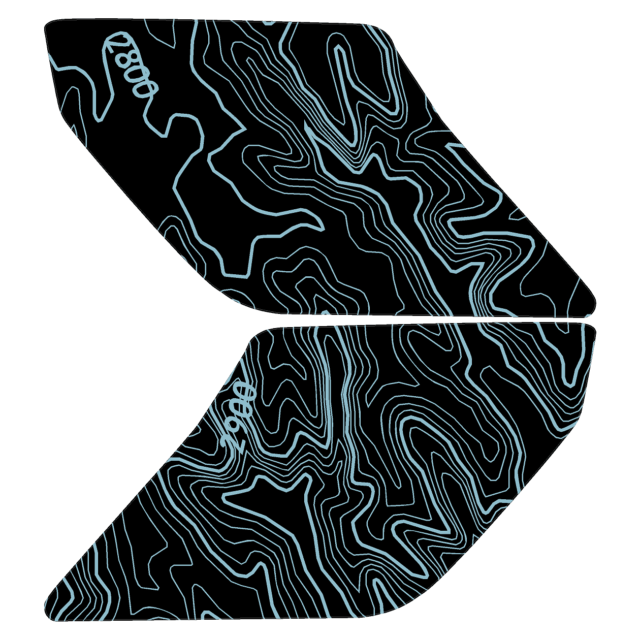 Topo Interior Lower Front Door Card Insert Overlays (Printed Series) - 2021+ Bronco 4 Door
