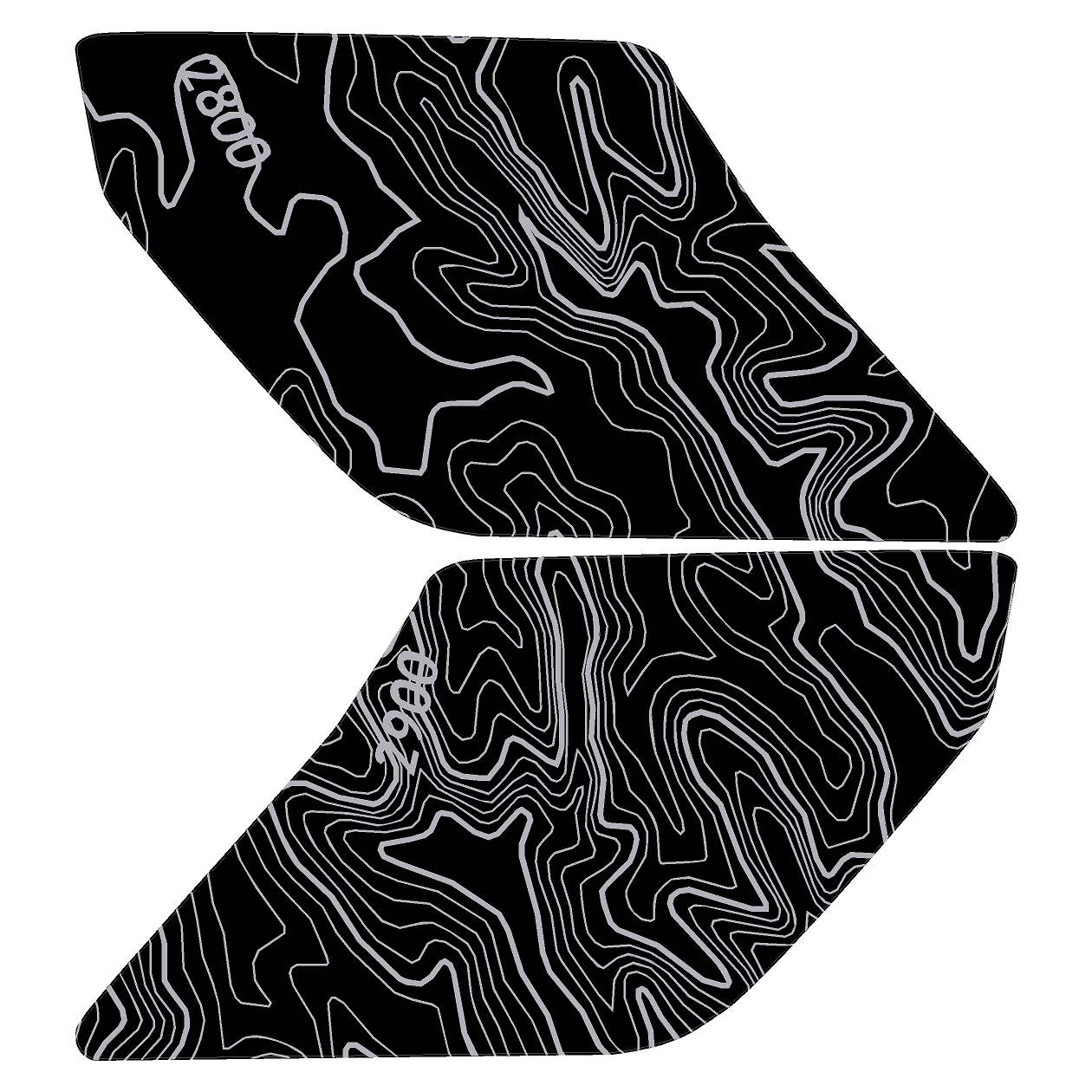 Topo Interior Sun Visor Overlays (Printed Series) - 2021+ Bronco (NO Homelink)