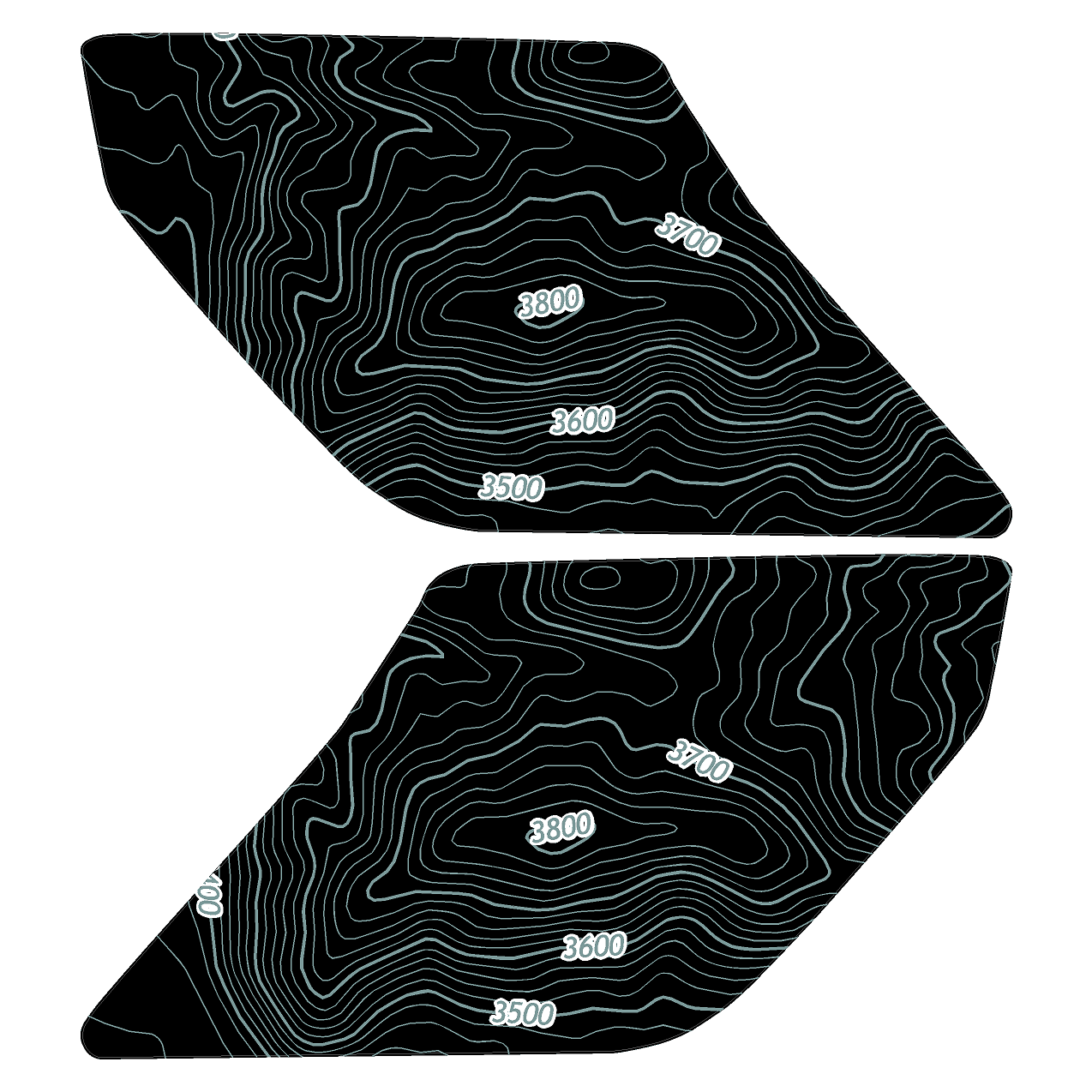 Topo Interior Lower Front Door Card Insert Overlays (Printed Series) - 2021+ Bronco 4 Door