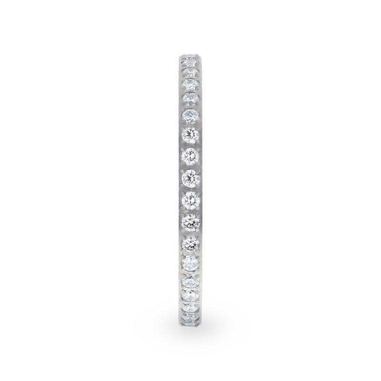 EMILIA Flat Polished Titanium Women's Eternity Wedding Ring With Lab-Created White Diamonds Setting - 2mm