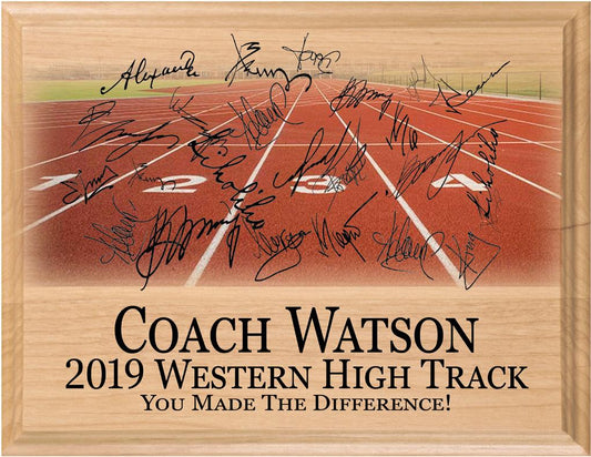 Track Coach Gift Plaque PERSONALIZED Track & Field Team Coaches