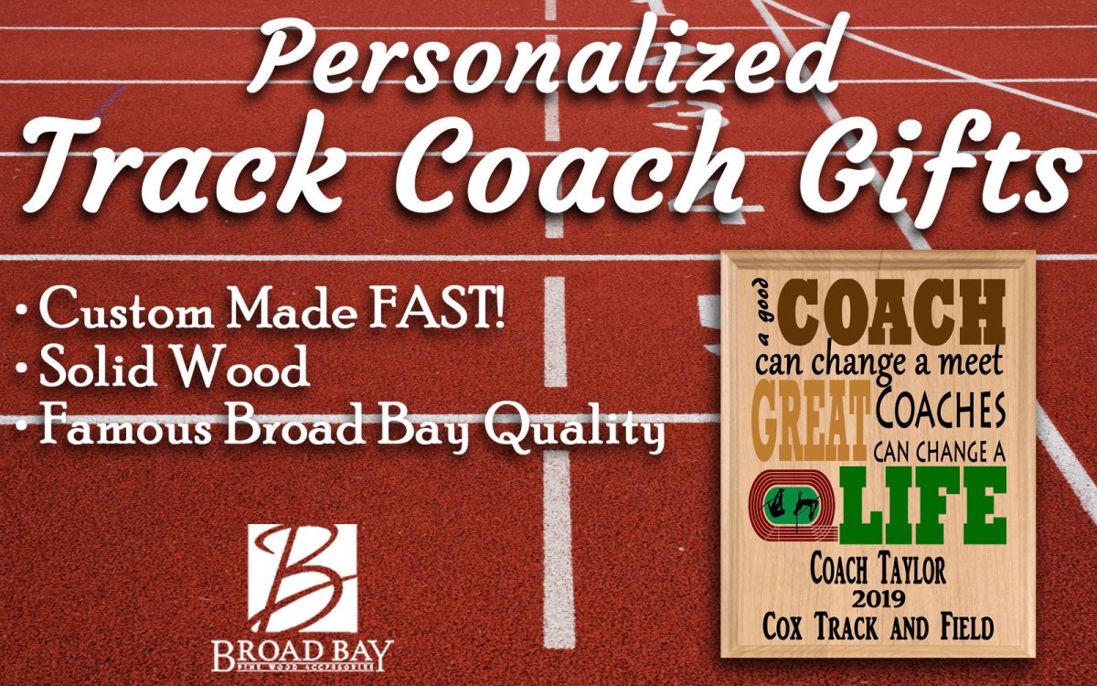 Custom Track Coach Gift – Personalized Wood Plaque with Name & Year – “Great Coaches Change Lives” – Track & Field Design – USA Made – 11x8.5