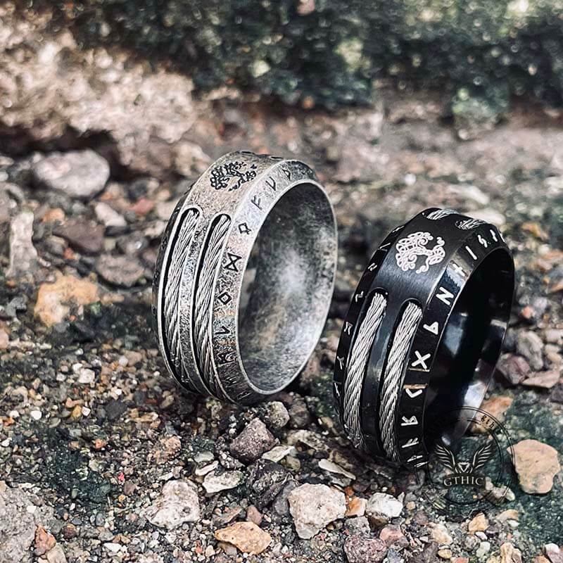 Tree of Life Viking Runes Stainless Steel Ring