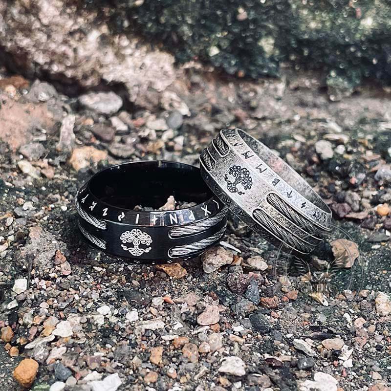 Tree of Life Viking Runes Stainless Steel Ring