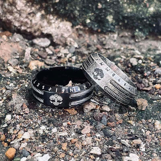 Tree of Life Viking Runes Stainless Steel Ring