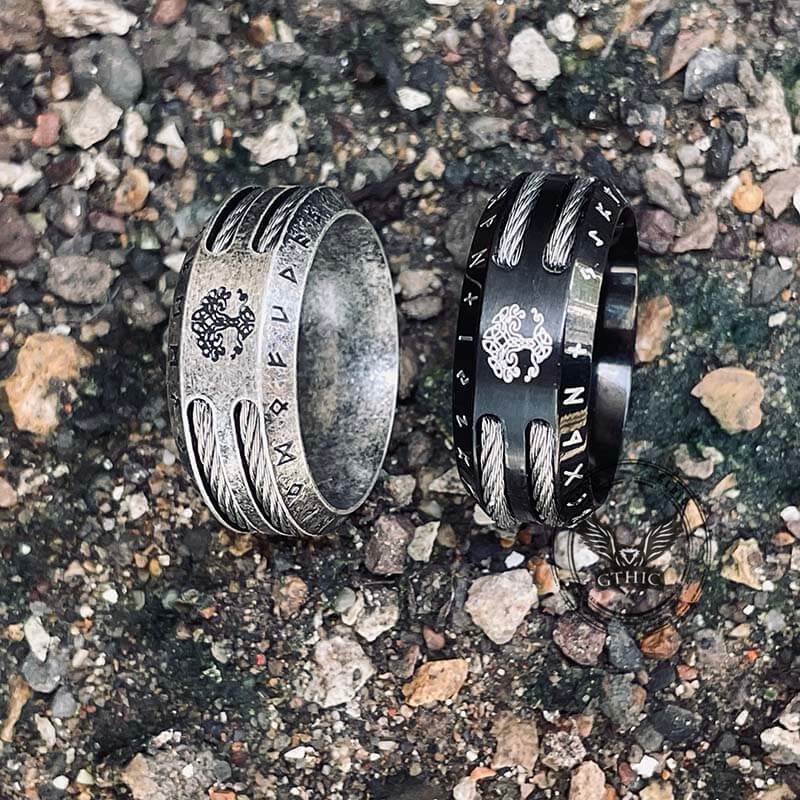 Tree of Life Viking Runes Stainless Steel Ring