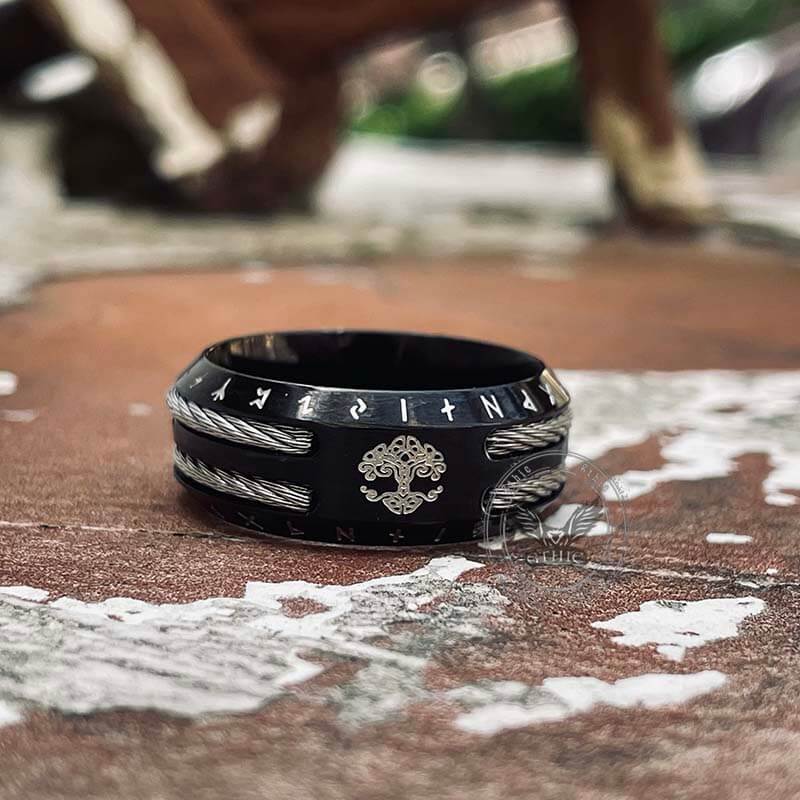 Tree of Life Viking Runes Stainless Steel Ring