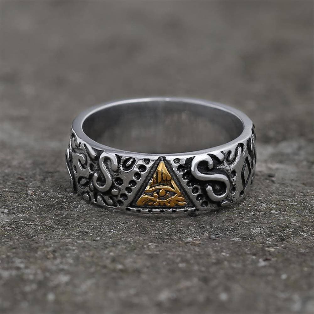 Triangle Eye of Providence Stainless Steel Masonic Ring