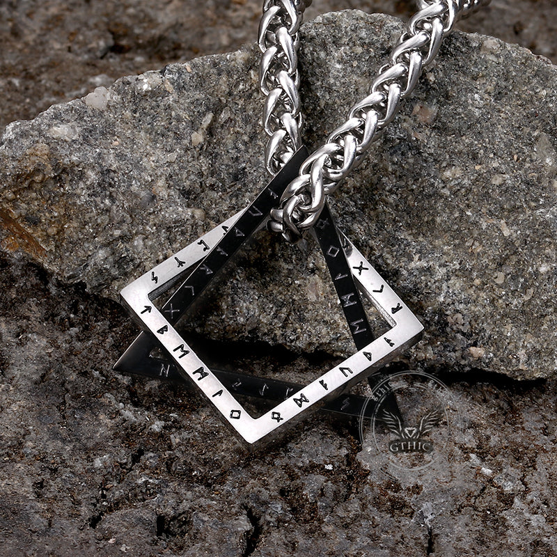 Triangle Geometric Viking Runes Stainless Steel Pendant