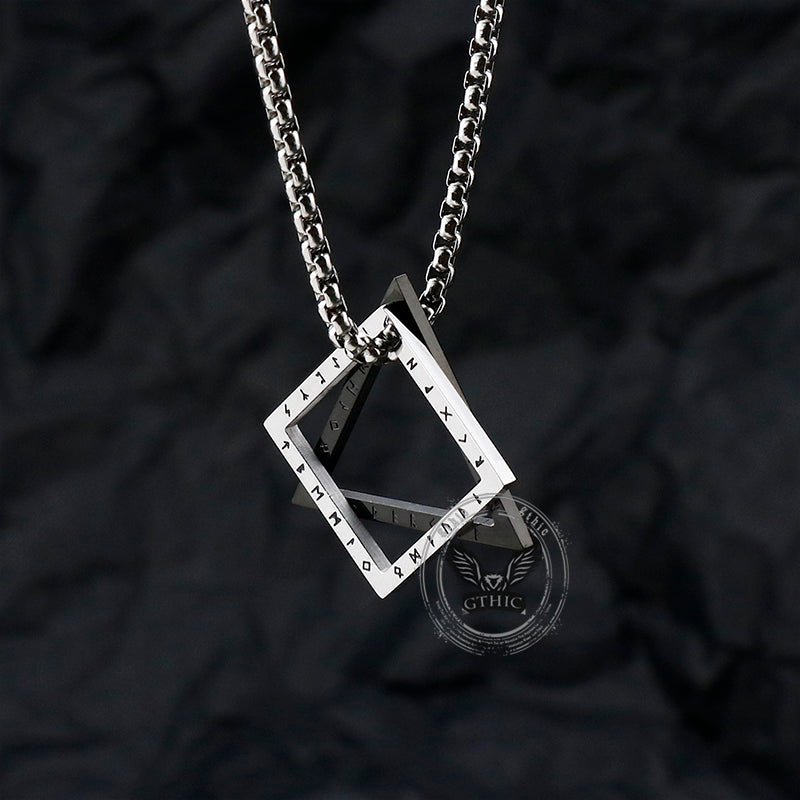 Triangle Geometric Viking Runes Stainless Steel Pendant