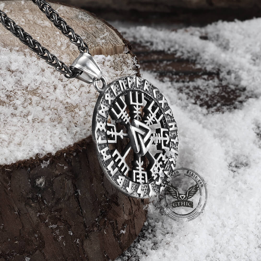 Triangle Valknut Compass Stainless Steel Viking Pendant