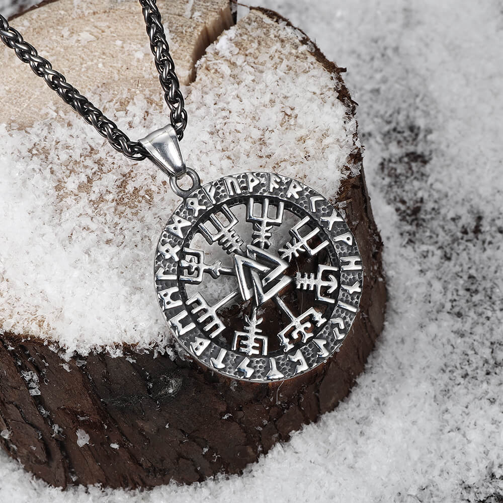 Triangle Valknut Compass Stainless Steel Viking Pendant