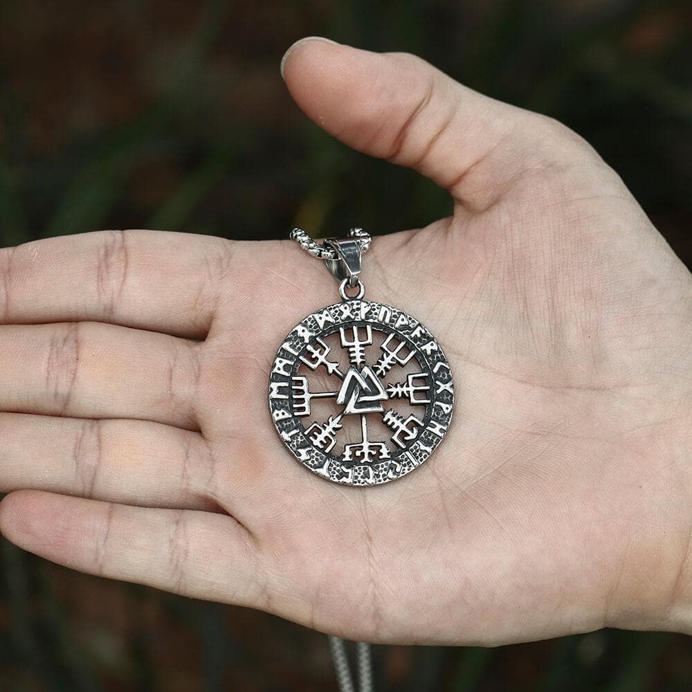 Triangle Valknut Compass Stainless Steel Viking Pendant