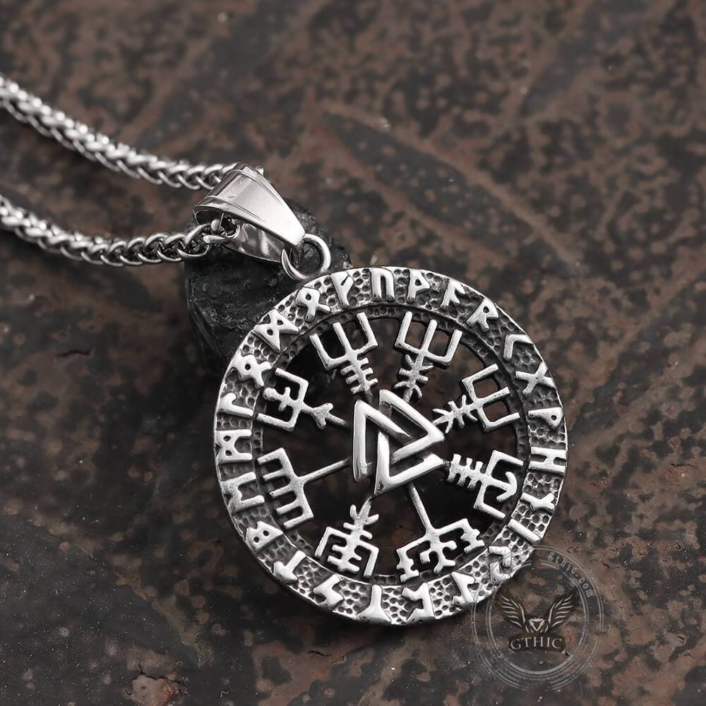 Triangle Valknut Compass Stainless Steel Viking Pendant