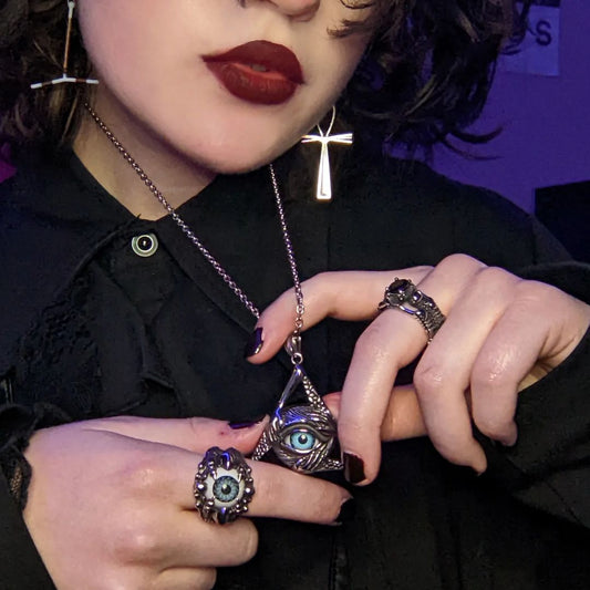 Triangular Evil Eye Skull Bones Stainless Steel Pendant