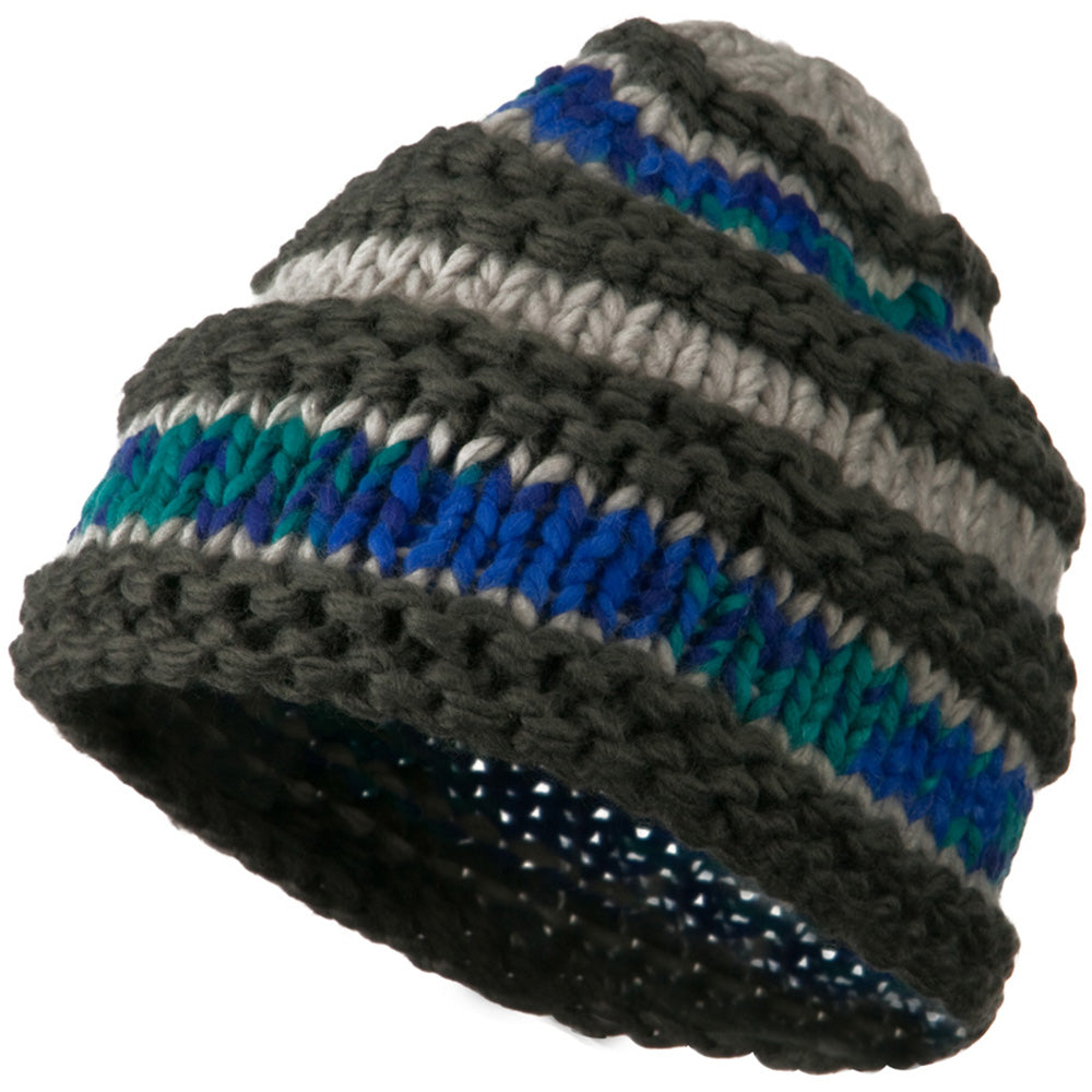 Unisex Acrylic Thick Striped Beanie