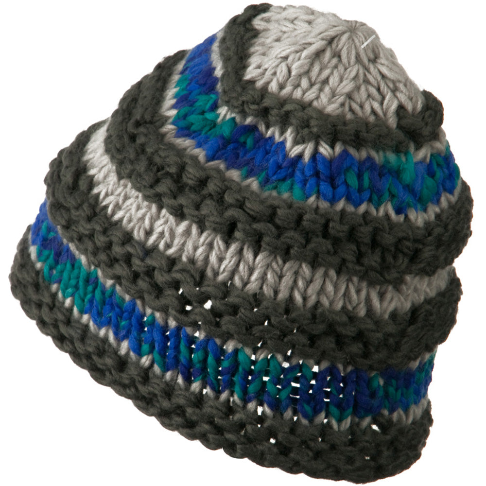 Unisex Acrylic Thick Striped Beanie