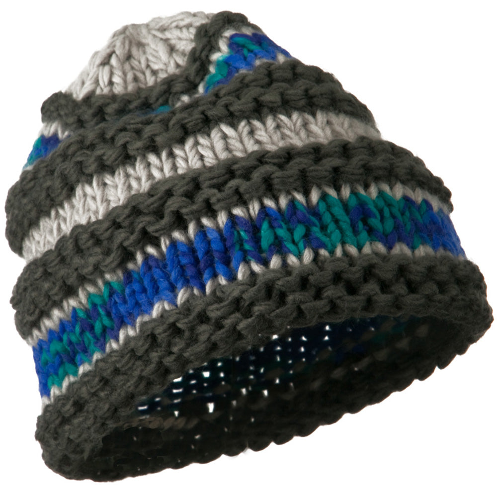 Unisex Acrylic Thick Striped Beanie