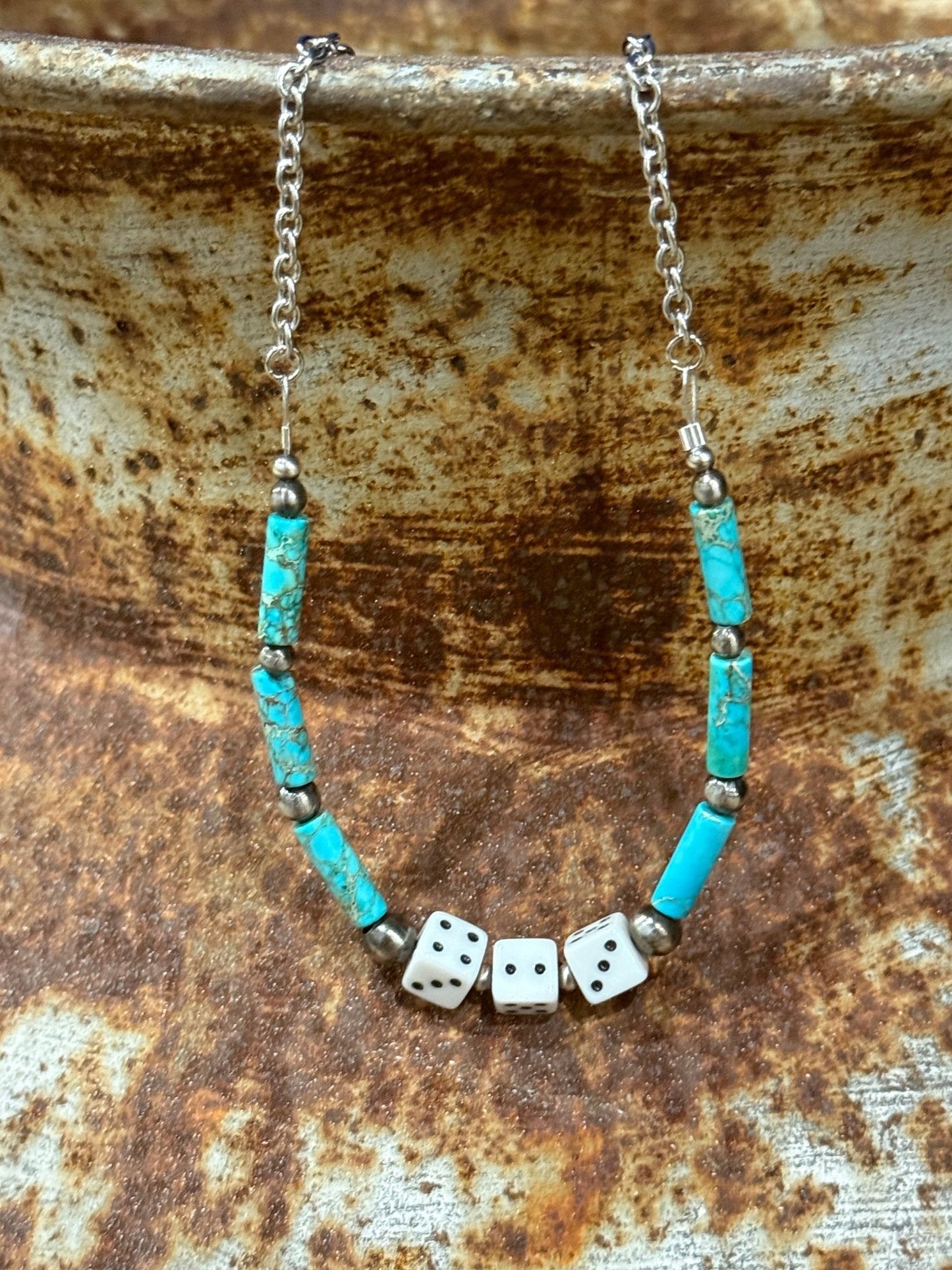 Sterling Silver Slot Dice Necklace
