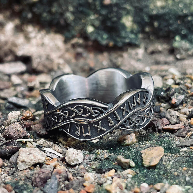 Twisted Viking Runes Stainless Steel Ring