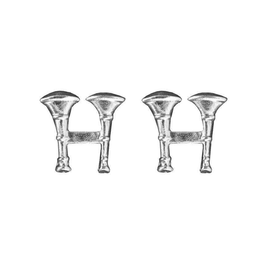 Two Bugles Collar Device Parallel - No Shine Metal Pin-On - PAIR
