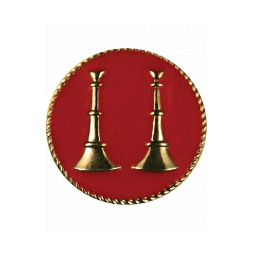 Two Bugles Parallel Collar Device - Red Enamel Disk