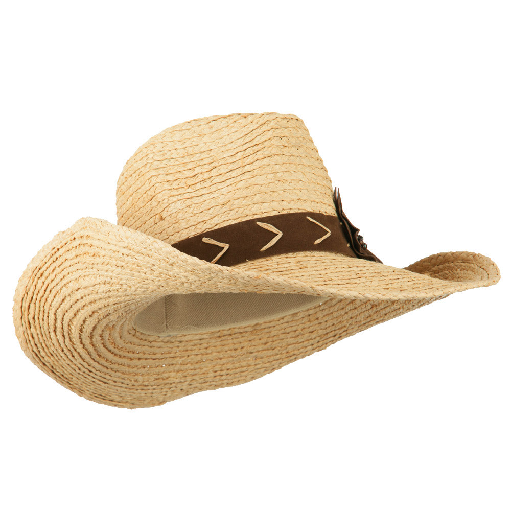Raffia Suede Flower Cowboy Hat
