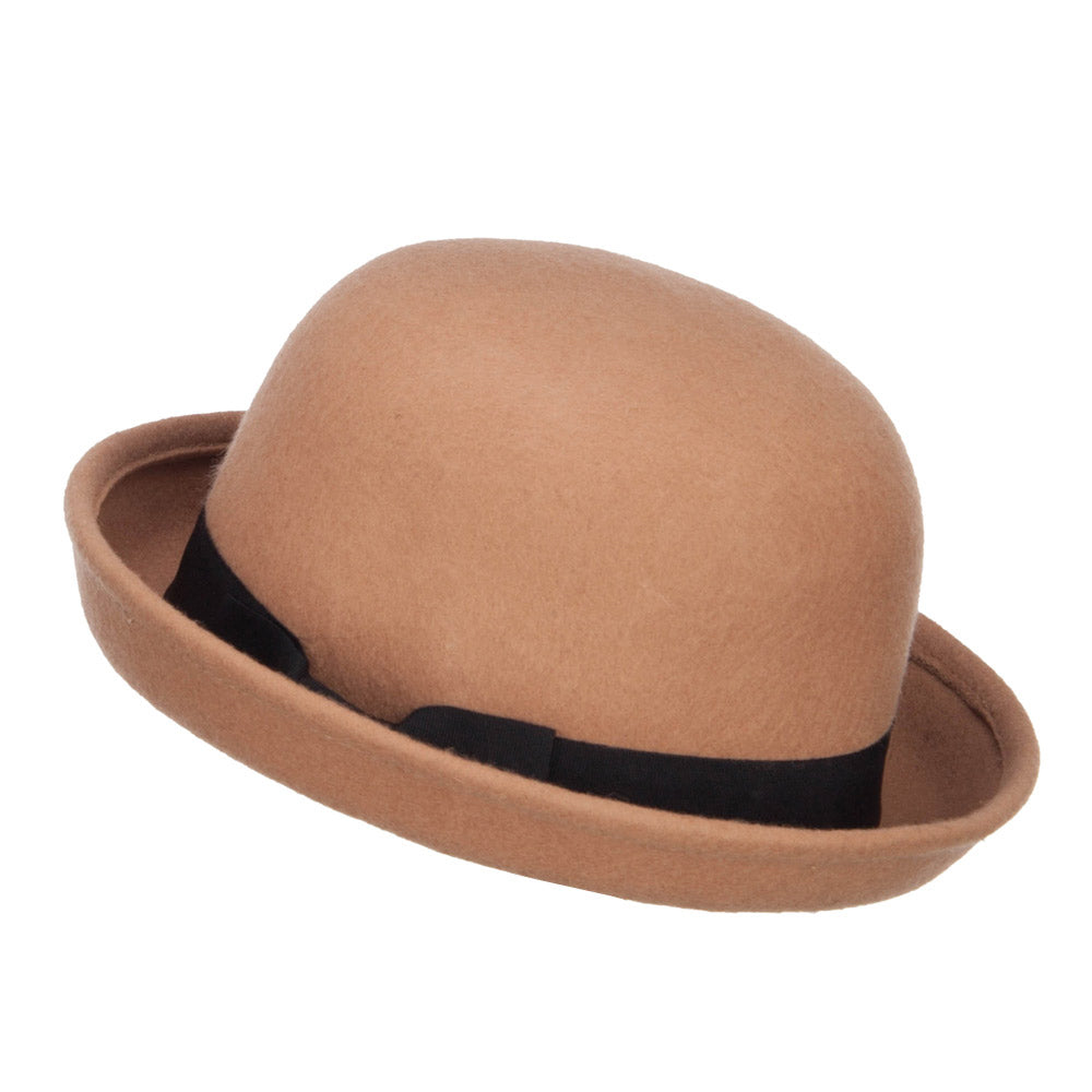 Big Size Wool Felt Upturn Brim Bowler Hat