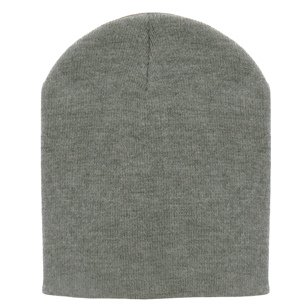 8 Inch Solid Knit Short Beanie Made in USA