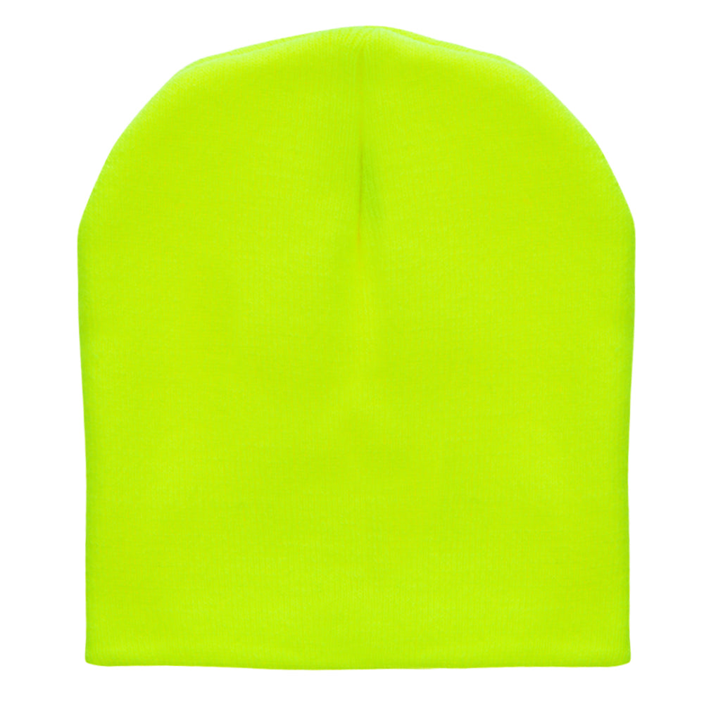 8 Inch Solid Knit Short Beanie Made in USA
