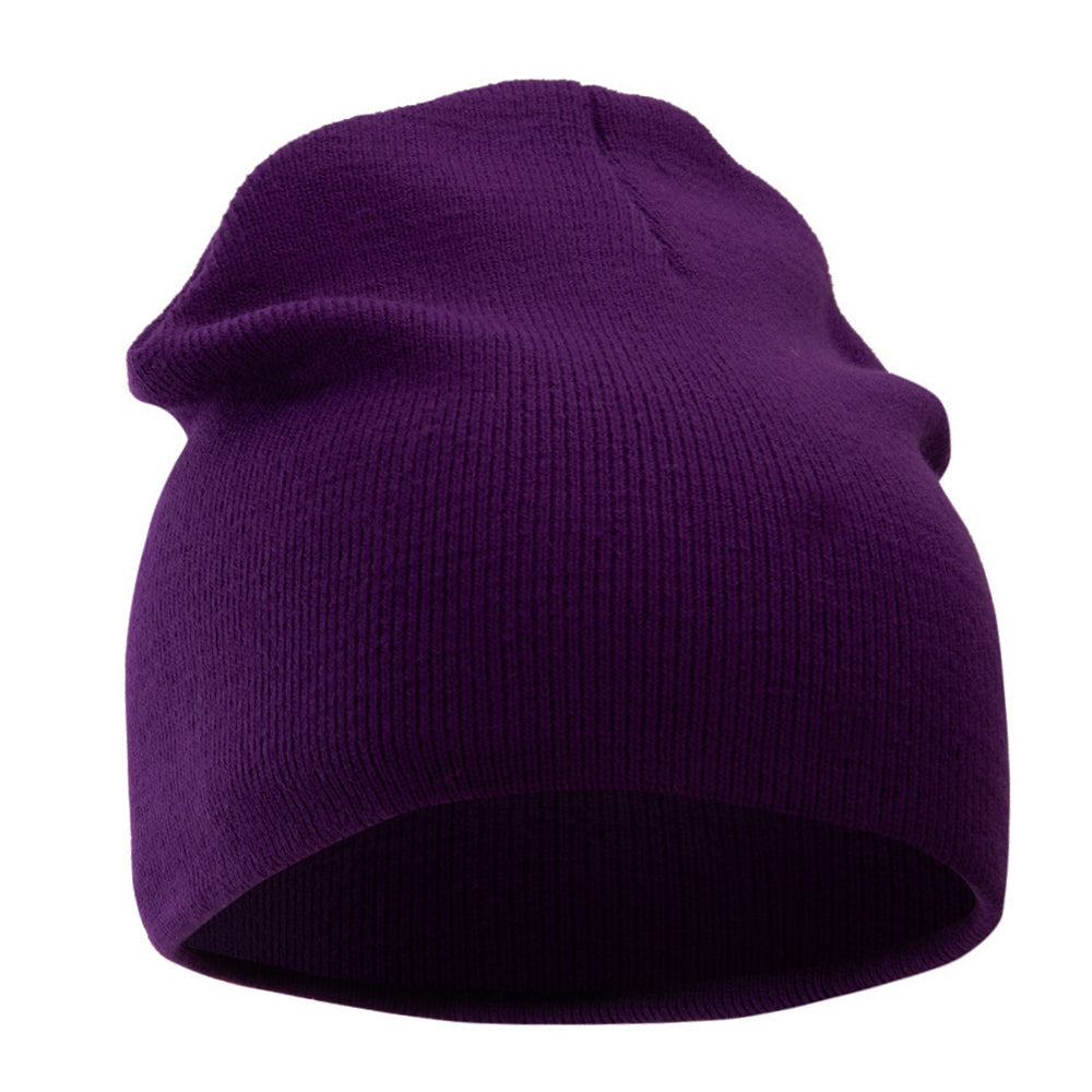 8 Inch Solid Knit Short Beanie Made in USA