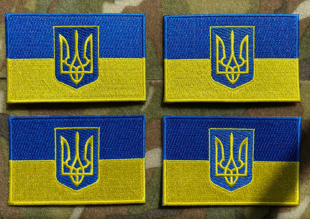 4-pk Ukraine Flag Patches - IronOn/Velcro/Tactical